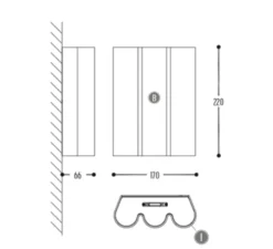 Applique murale, Twerkit Triple, noir, LED, 2700 K, 2x550 lm, Ø17cm, H22cm - Dark