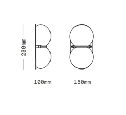 Applique*SkLO Studio Applique murale, Twin 1.0, , Ø15cm, H28cm - Vert, noir oxydé