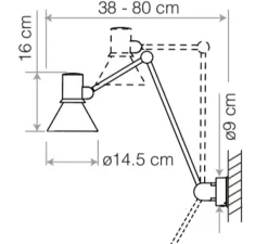 Applique*Anglepoise Applique murale, Type 80 W3, , Ø14,5cm, H53cm - brume grise