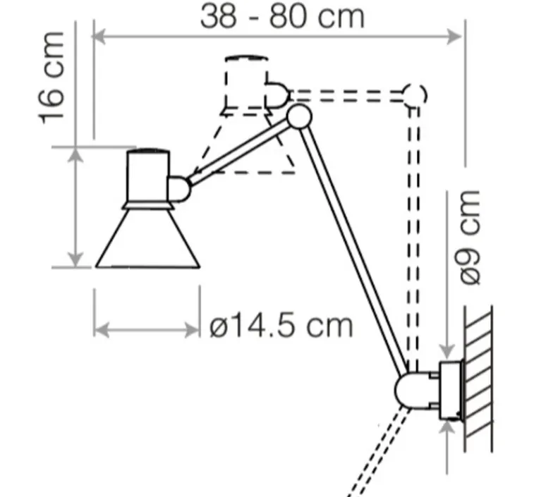 Applique*Anglepoise Applique murale, Type 80 W3, , Ø14,5cm, H53cm - brume grise