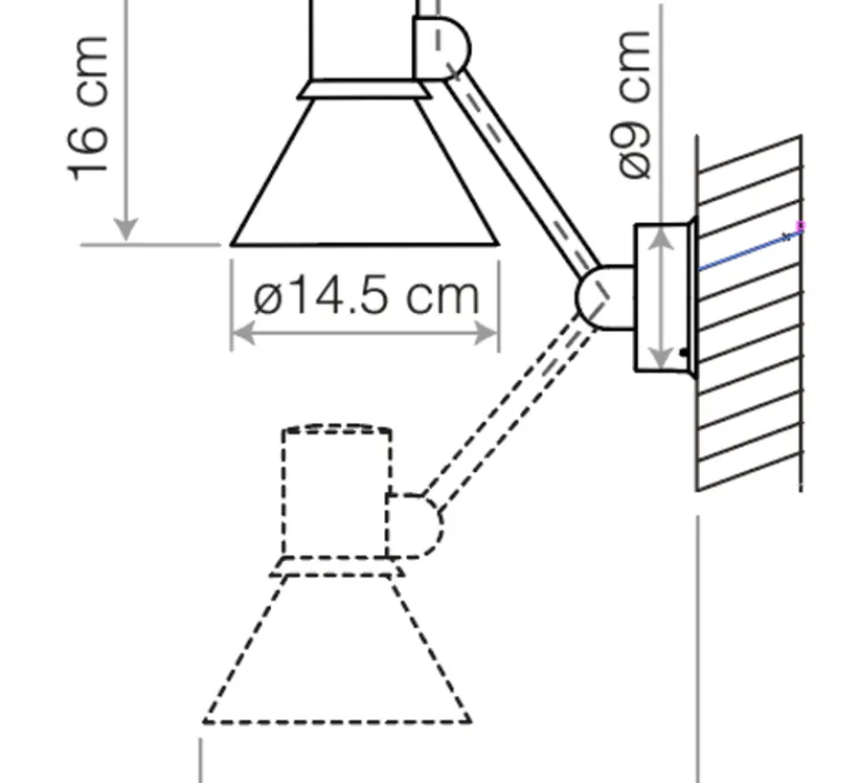 Applique*Anglepoise Applique murale, Type 80 W2, , L33cm, H16cm - noir mat