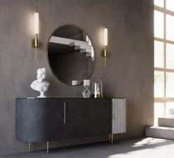 Applique*Il Fanale Applique murale, Typha 285.05.ON, , LED, dim, 2700K, 1750 lm, L6,3cm, H86,5cm - laiton, verre opalin