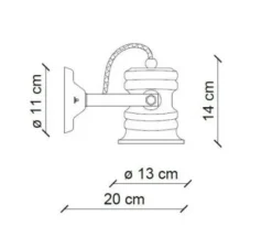 Applique*Ferroluce Applique murale, Urban C1843, , L13cm, H14cm - rouge vintage