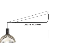 Applique*Secto Design Applique murale, Varsi, , Victo , Ø56cm, L130 à 170cm - noir