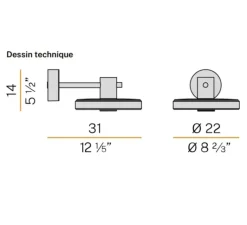 Applique*Panzeri Applique murale, Venexia, , IP65, LED, 2700K, 594 lm, L31cm, H14cm - gris micacé