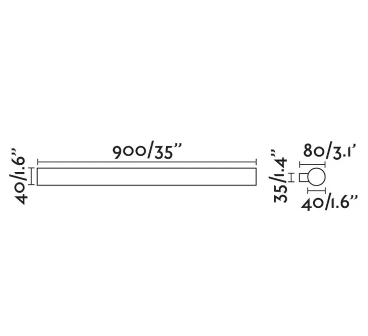 Applique murale, Volga 900, noir, IP44, LED, 3000K, 1930lm, Ø4cm, H90cm - FARO