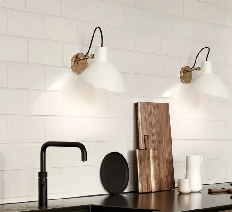 Applique murale, VV Cinquanta, blanc et laiton, Ø27,4cm, H18,3cm - Astep