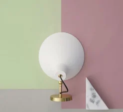 Applique murale, VV Cinquanta, blanc et laiton, Ø27,4cm, H18,3cm - Astep