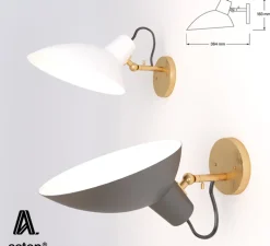 Applique murale, VV Cinquanta, blanc et laiton, Ø27,4cm, H18,3cm - Astep