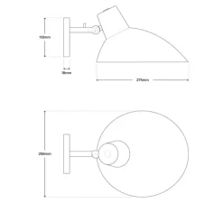 Applique murale, VV Cinquanta, blanc et laiton, Ø27,4cm, H18,3cm - Astep
