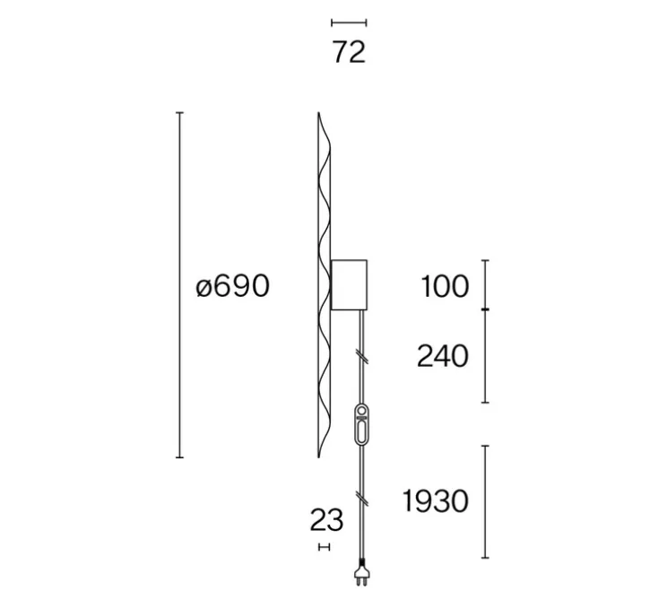 Applique murale, w171 Alma W, gris, 2700K, 660lm, L69cm, H69cm - Wastberg