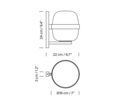 Applique*Santa & Cole Applique murale, Wally Cestita, , IP54, Ø22cm, H24cm - noir