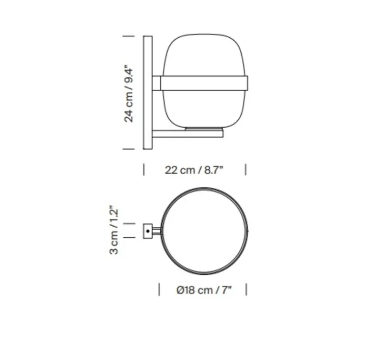 Applique*Santa & Cole Applique murale, Wally Cestita, , IP54, Ø22cm, H24cm - noir