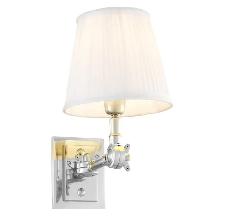 Applique*Eichholtz Applique murale, Wentworth simple, nickel, abat-jour blanc, L15cm, H26cm - nickel et blanc