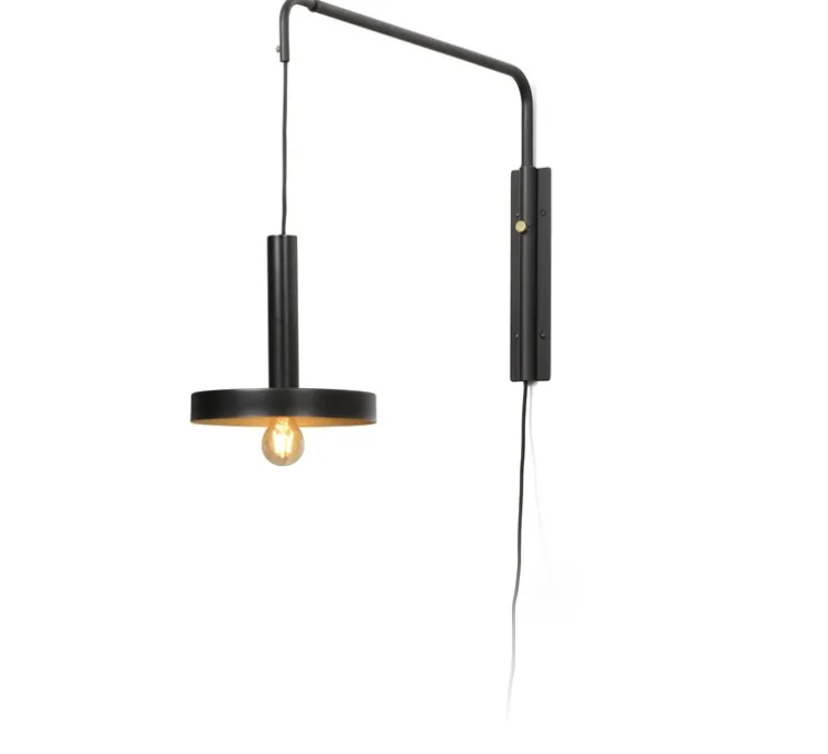 Applique murale, Whizz, extensible noir, or, H50cm, Ø25cm - FARO