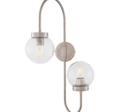 Applique*Mullan Lighting Applique murale, Winslow double, , L37cm, H67cm - Argent antique, globe transparent