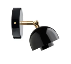 Applique*Zangra Applique orientable, Light.036, avec glass019, blanc opalin & noir, Ø17cm, H13cm - blanc & noir