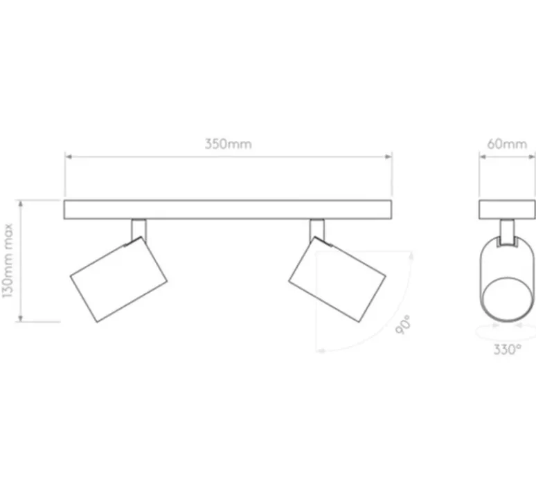 Applique|Plafonnier & Spot*Astro Applique ou plafonnier, Ascoli Twin , , L35cm, H13cm - bronze