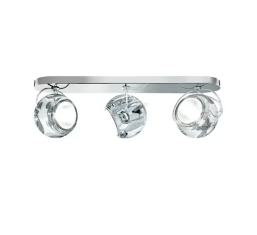 Applique ou plafonnier, Beluga triple D57, transparent, chrome, L37,5cm, H12,3cm - Fabbian