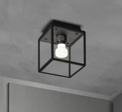 Plafonnier & Spot|Applique*Buster & Punch Applique ou plafonnier, Caged wet, petit, , IP44, L16,9cm, H17,3cm - métal noir