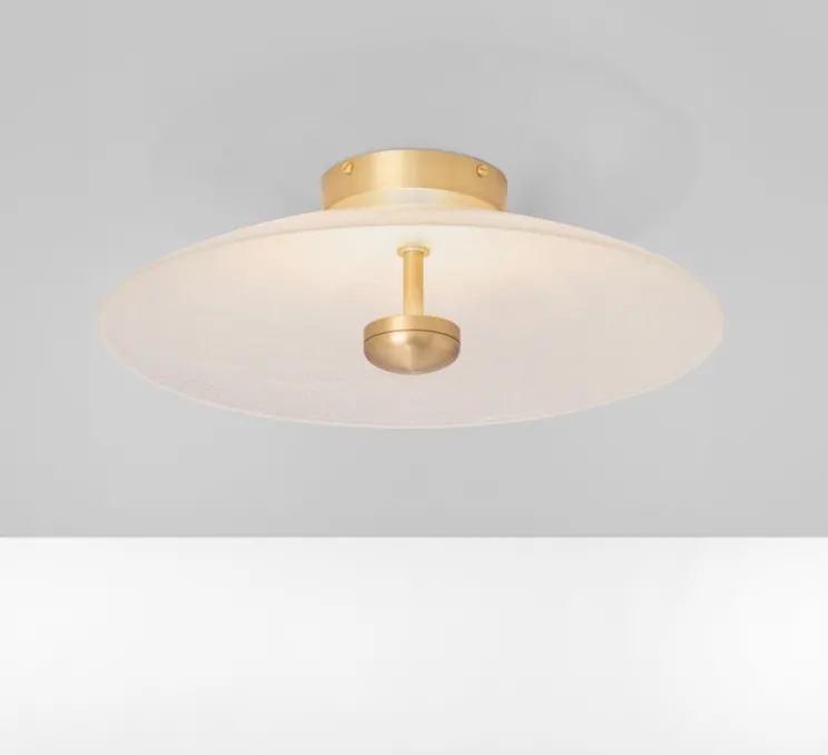 Applique ou plafonnier, Cielo large, laiton, verre opalin, LED, dim, 2700K, L38,5cm, H38,5cm - CTO lighting