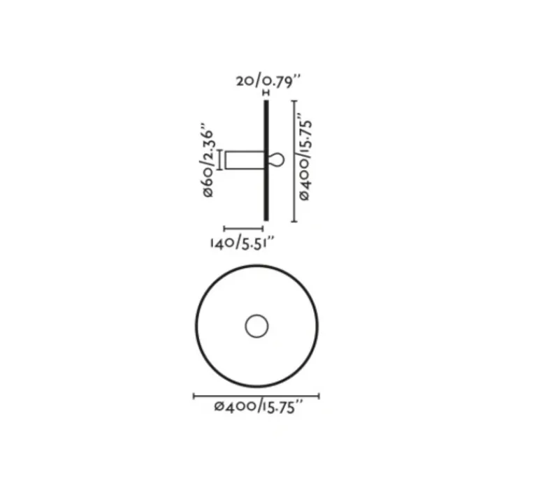 Plafonnier & Spot|Applique*Faro Applique ou plafonnier, Costas 400 H140, , Ø40cm, P14cm - noir mat