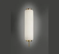 Applique ou plafonnier, Cordiale, Blanc, laiton satiné, LED, dim, 3000K, lm, L15cm, H65cm - Slide
