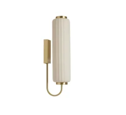 Applique ou plafonnier, Cordiale, Blanc, laiton satiné, LED, dim, 3000K, lm, L15cm, H65cm - Slide