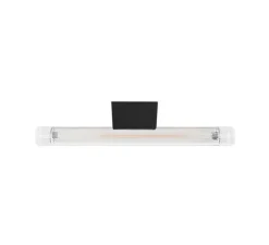 Applique ou plafonnier, Crystal s14d , noir, verre transparent strié, LED, 2200K, 220 lm, L30cm - Zangra