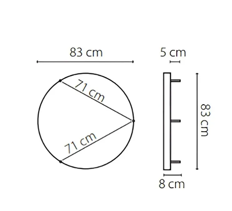 Applique ou plafonnier, Curve 80, avec alimentation déportée, blanc, LED, dim, 2700K, 1400 lm, Ø83cm, H8cm - Le Deun