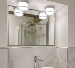 Plafonnier & Spot|Applique*SLV Applique ou plafonnier, Cyft, noir, IP44, LED, dim, 2700-3000-4000K, 330 / 350 / 380 lm, Ø13,2cm, H7,9cm - transparent