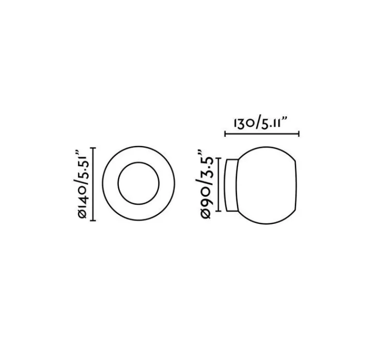 Plafonnier & Spot|Applique*Faro Applique ou plafonnier de salle de bain, Moy, , IP44, LED, 3000k, 200 lm, Ø13cm, H13cm - blanc, or