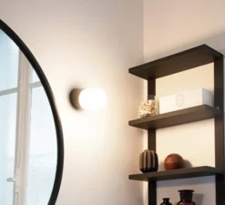 Plafonnier & Spot*Zangra Applique ou plafonnier de salle de bain, Light.O.005, avec Glass 10, , IP54, H8,5cm, Ø8,5cm - noir