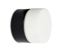 Applique ou plafonnier de salle de bain, Light.o.017, IP54, noir, blanc, Ø10cm, P8cm - Zangra