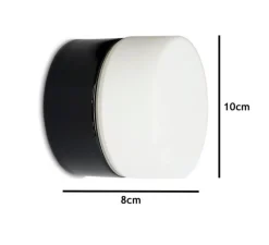 Applique ou plafonnier de salle de bain, Light.o.017, IP54, noir, blanc, Ø10cm, P8cm - Zangra