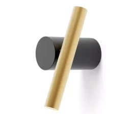 Plafonnier & Spot|Applique*Luceplan Applique ou plafonnier, Doi, , LED,dim, coupure de phase, 2700K, L6cm, H18cm - base noire, tube laiton