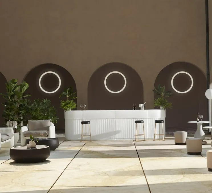 Applique ou plafonnier, Giotto, blanc, LED, dim, 3000K, 3200lm, Ø140cm, H7cm - Slide