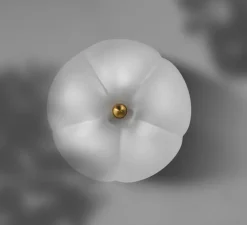 Applique ou plafonnier, Hana Flush Mount, blanc, laiton , Ø49cm, H25,6cm - Schwung