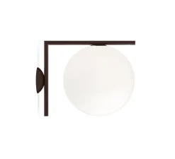 Applique|Plafonnier & Spot*Flos Applique ou plafonnier, IC Lights Wall 2 Outdoor, , IP65,L30cm, H31,6cm - opalin et brun foncé