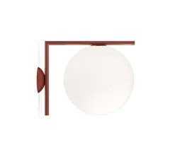 Applique|Plafonnier & Spot*Flos Applique ou plafonnier, IC Lights Wall 2 Outdoor, , IP65,L30cm, H31,6cm - opalin et rouge burgundy