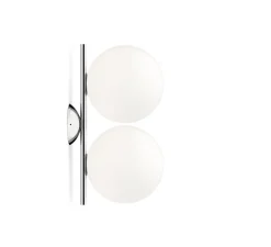 Applique ou plafonnier, IC Lights C/W1 Double, opalin et chromé, L42cm, H20cm - Flos