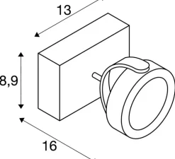 Applique ou plafonnier, Kalu, noir, LED, dim, 3000K, 1000 lm, L13cm, H8,9cm - SLV