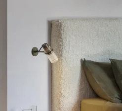 Applique ou plafonnier, Lei 564.41, titanium et verre clair, L6cm, H20cm - Tooy