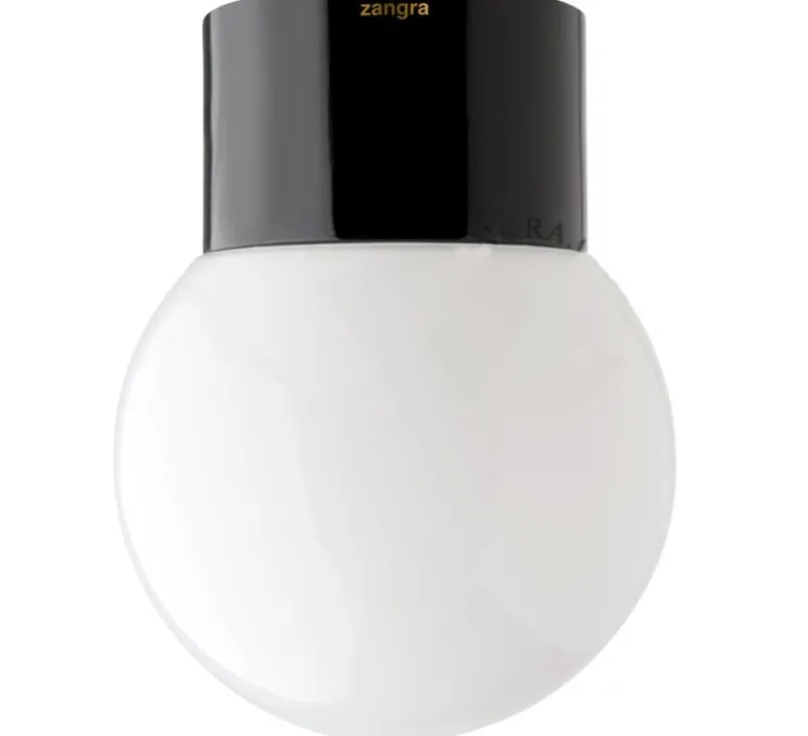 Applique ou plafonnier, light.005, avec glass003, noir, Ø12,5cm, H16cm - Zangra