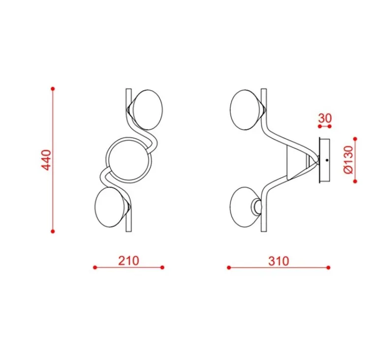 Plafonnier & Spot|Applique*Tooy Applique ou plafonnier, Linfa 565.43, , IP40, LED, dim, 2700K, 1050 lm, L21cm, H44cm - titanium