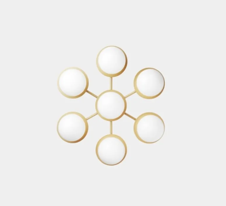 Plafonnier & Spot|Applique*Nuura Applique ou plafonnier, Liila Star, , L48,6cm, H54cm - laiton, verre opalin