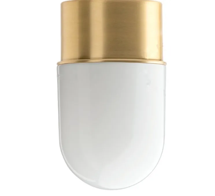 Applique ou plafonnier, light.131, avec glass010, laiton, verre opalin, Ø8,5cm, H14,5cm - Zangra