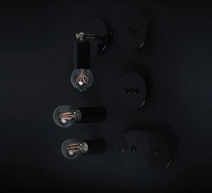 Applique ou plafonnier, light.030 mini, noir brillant, Ø4,5cm, H7cm - Zangra