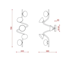 Applique*Tooy Applique ou plafonnier, Linfa 565.45, , IP40, LED, dim, 2700K, 1750 lm, L25cm, H78cm - or chaud