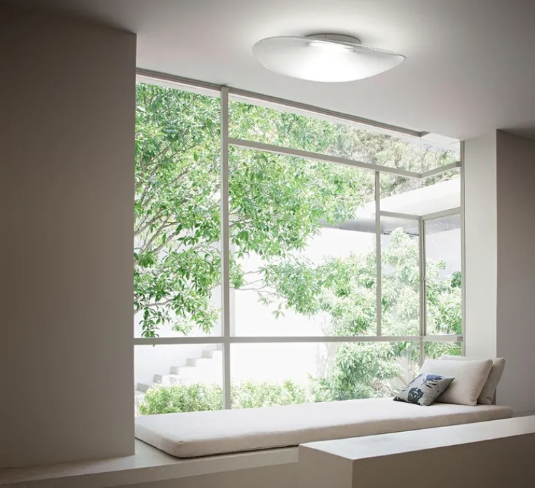 Plafonnier & Spot|Applique*Fabbian Applique ou plafonnier, Loop F35, , IP40, LED, dim, 3000K, lm, Ø45cm, H11,5cm - transparent, blanc